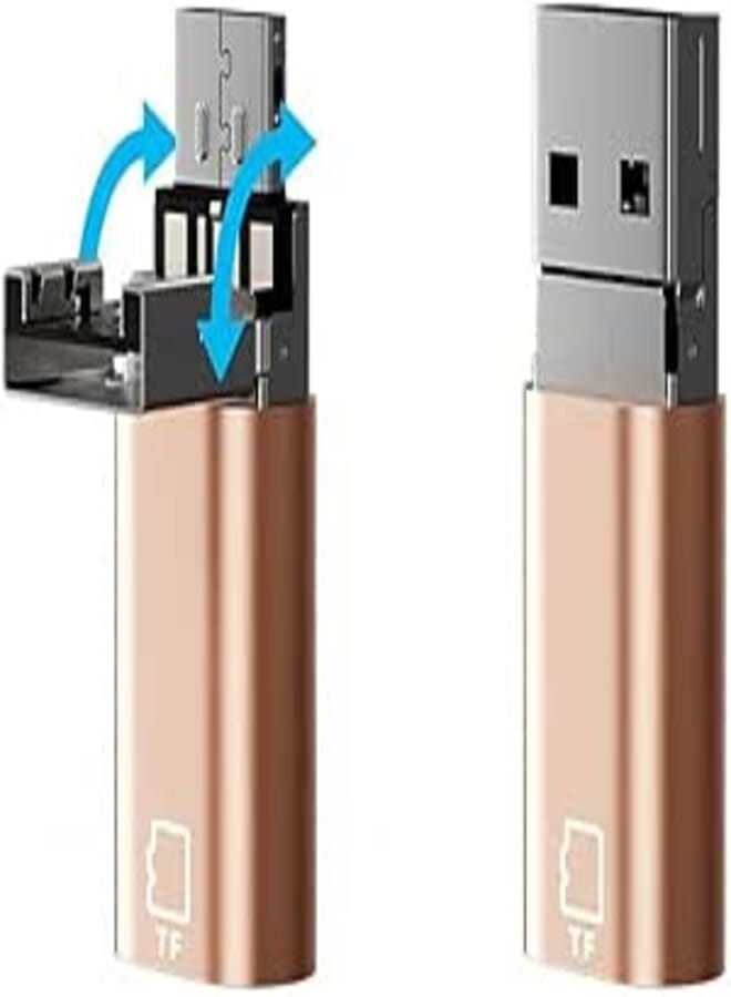 TYPEC & usbACard ReaderHigh Speed Plug-Play No Driver Required Compact Size Universal Smart 2-in-1 SD TF Memory Card Reader Compatible ONLY WITH IPHONE 16/15 SERIES